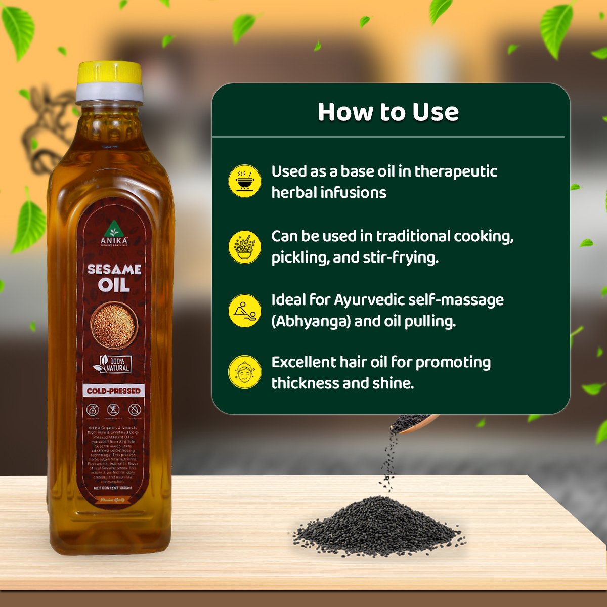 Cold-Pressed Black Sesame Oil (Til Oil) - Image 2